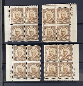 Scott #684, 1.5c Harding 1930 issue Plate Blocks #21381, 4-corners, F/VF LH - Picture 1 of 1