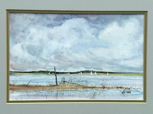 ORIGINAL NAUTICAL WATERCOLOR PAINTING SAILBOATS FLOTILLA SAILING SIGNED BRUNO? - Picture 1 of 16