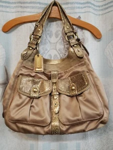Coach Metallic XL Maggie Madison Crackle Leather Shoulder Purse Handbag - Picture 1 of 24