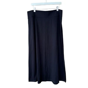 Falda Eddie Bauer Mujer Jersey Negro Tejido Midi Línea A Talla Grande Costuras Centrales - Imagen 1 de 5