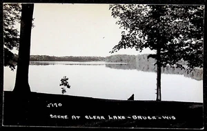 RPPC 1940s Real Photo Postcard Scene at Clear Lake Bruce WI - Picture 1 of 2