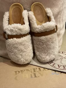 NEW Penelope Chilvers ‘Telluride’ Shearling Slides Clogs In ‘Milk’ In Box Uk5 - Picture 1 of 11