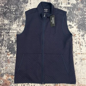 Gilet uomo RHONE Gramercy blu navy full zip tasche leggero taglia media - Foto 1 di 9