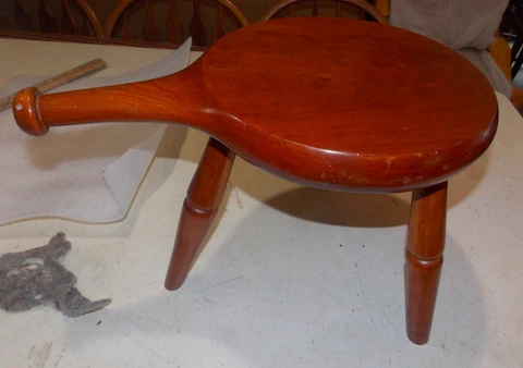 Mid Century Solid Cherry 3 Leg Milking Stool by Amana   (RP)  (FS-23) Cover