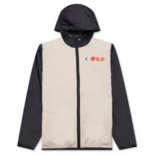 Comme Des Garçons CDG Play x K-Way Rain Jacket/ Windbreaker Beige & Black XL - Picture 1 of 6