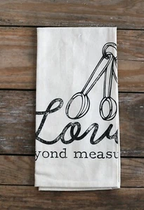 Toalla de cocina Love Beyond Measure cucharas medidoras toalla decoración granja - Imagen 1 de 2