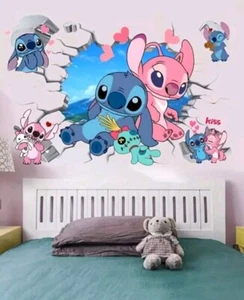 Disney Lilo & Stitch Kids Boys Girls Nursery Wall Stickers Bedroom Vinyl Decals - Picture 1 of 4