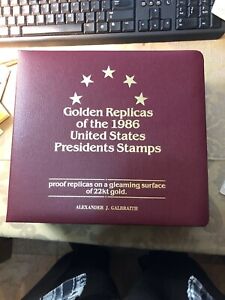 Golden Replica Of The 1968 United States President Stamps On Agleaming 22kt Gold