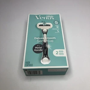 Gillette Venus Deluxe Smooth Sensitive 5 Deluxe Blades 2 Cartridges for Women - Picture 1 of 3