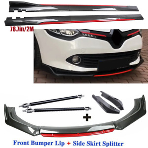 For Renault Clio MK2 Carbon Fiber Front Bumper Lip Spoiler + Side Skirt Rear