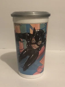 1992 McDonalds Batman Catwoman Plastic Cup w Frisbee Lid - Picture 1 of 7