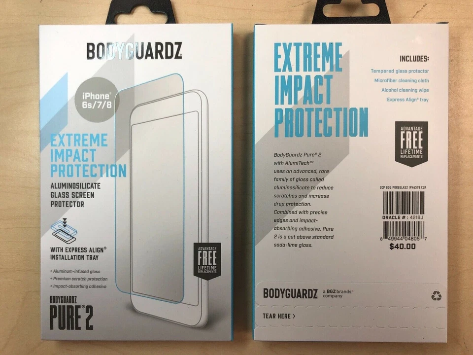 BodyGuardz Pure2 iPhone 6 / 6S / 7 / 8 Glass Screen Protector - Clear - Image 1 of 2
