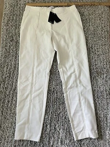 Mango Basics Women's Avanti Skinny Leg Pant Size 10 White Elastic Waist Workwear - Picture 1 of 8