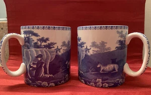 Pair Of 2006 SPODE Blue Room Collection Mugs MILKMAID - Picture 1 of 3