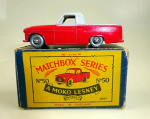 Matchbox RW 50A Commer Pick-up rot & grau rare silberne Räder in "B3" Box - Picture 1 of 13
