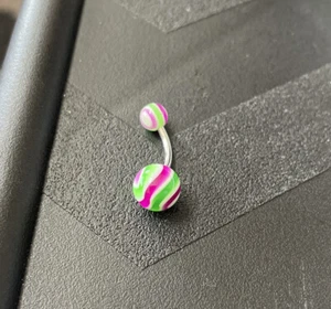 NEW Purple , Green And White belly button ring barbell - Picture 1 of 2