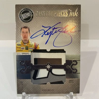 Kyle Busch 2013 PRESS PASS Masterpieces Ink Dual RACE USED AUTOGRAPH /25! - Image 1 of 4