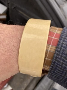 Vintage Celluloid Cream Color Bangle Cuff Bracelet 1.5” Wide Grained Pyralin - Picture 1 of 4
