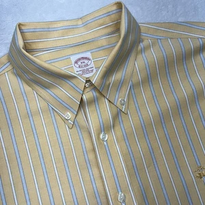 Camisa Brooks Brothers Original Sin Planchar Abotonada Manga Larga Hombre XXL Amarilla - Imagen 1 de 15