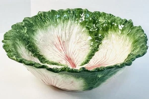 "Cuenco para servir de cerámica estilo mayólica hoja de repollo FITZ and FLOYD 12,75"" - ¡COMO NUEVO! - Imagen 1 de 12