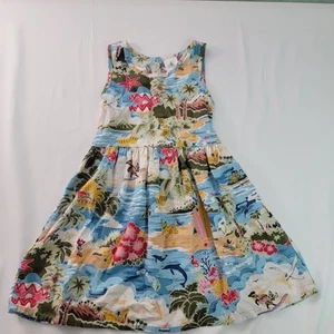 New Disney Dress kids Size 4 Hawaiian Vacation Sleeveless cotton dress with tie - Picture 1 of 11