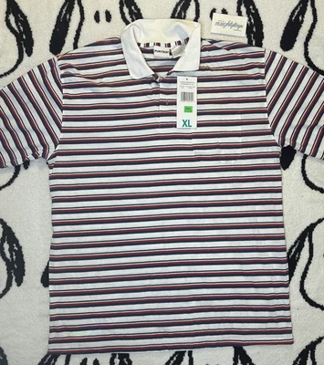 NEW NWT Vtg Mens XL PURITAN Striped White Tennis Golf Dad POLO Shirt NOS 90’s - Image 1 of 4