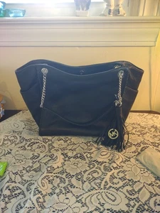 Rara borsa MICHAEL KORS CHELSEA GRANDE pelle nera catena tote borsetta a tracolla  - Foto 1 di 11