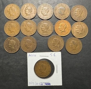 MEXICO lot C 1943 - 1955 5 CINCO CENTAVOS vintage large world 15 coins - Picture 1 of 2