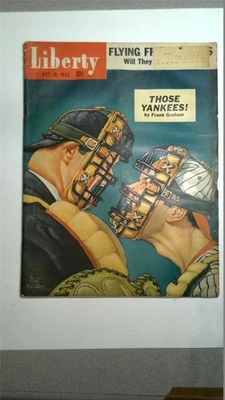 Liberty Magazine Oct 10,1942 WWII Joe DiMaggio NEW YORK YANKEES Baseball Cover - Image 1 of 4