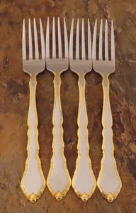 Oneida Golden Royal Chippendale Set of 4 Dinner Forks Stainless Flatware Lot R - Picture 1 of 4