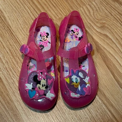 Niñas Minnie Mouse Rosa Brillo Jalea Sandalias Zapatos Niño Pequeño Talla 9 Disney Foto 1 de 4