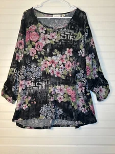 Suéter Top Negro Manga 3/4 Estampado Floral IB Diffusion Para Mujer - Imagen 1 de 7
