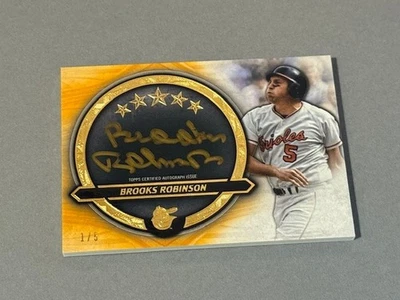 Brooks Robinson Gold ON CARD Auto 1/5 Topps Five Star 2021 Signature Orioles HOF - Image 1 of 3
