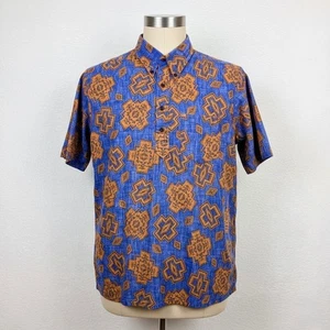 Surf Pendleton Reyn Spooner Shirt Medium Blue Orange Aztec Reverse Print Popover - Picture 1 of 10