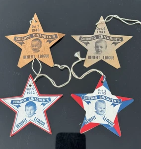 1940s Chicago Children’s Benefit League Tags – Vintage Charity History Lot - Picture 1 of 2