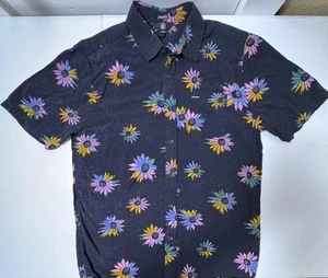 Volcom Shirt Mens Large Black Floral Classic Fit Short Sleeve Button Up - Picture 1 of 8