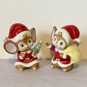 Vintage Homco #5405 Paar Keramik Weihnachtsmäuse Made in Taiwan - Bild 1 von 7