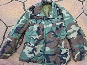 VTG M65 M81 Field Jacket Cold Weather Coat M Reg Woodland Camo Military W Liner - Picture 1 of 9