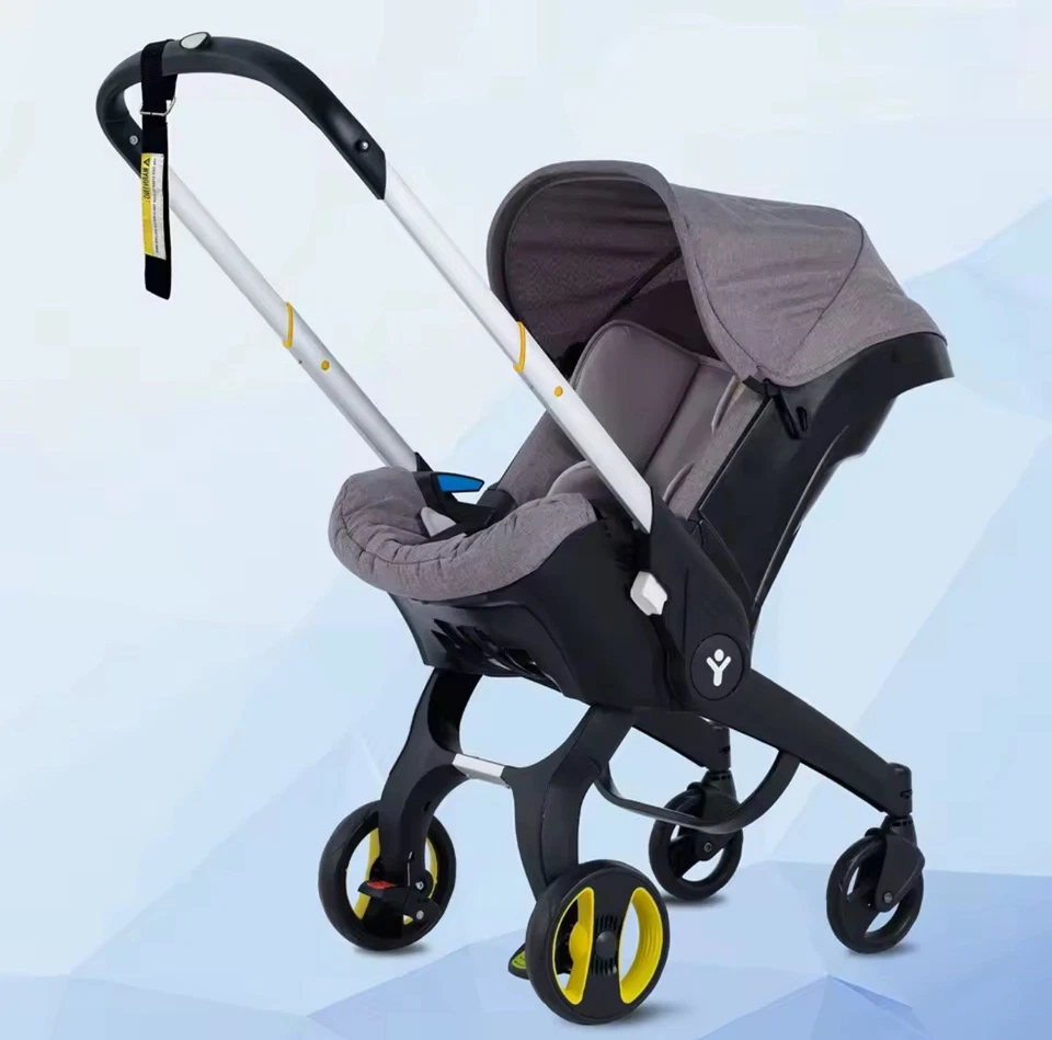 Foldable Baby Stroller w/ Adjustable Handle & Sunshade Metal Frame - Image 1 of 4