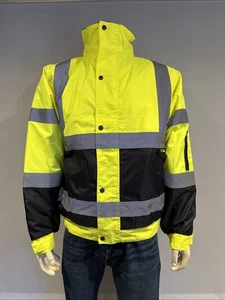 CHAQUETA BOMBER HI VIS 2 TONOS ALTA VISIBILIDAD REFLECTANTE IMPERMEABLE ROPA DE TRABAJO M - Imagen 1 de 10