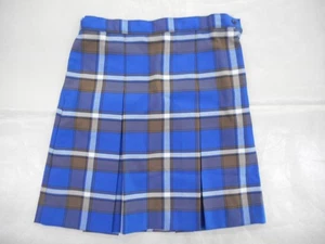 Niñas R/K Azul, Gris y Blanco Cuadros Caja Plisada Uniforme Falda 1/2 Tallas 81/2-101/2 - Imagen 1 de 5