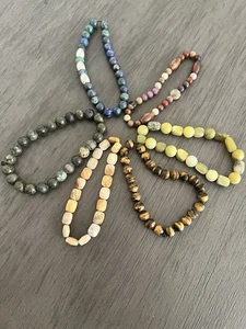 Menge 6 Naturstein Perlen Stretch Armbänder - gemischtes Edelstein Set  - Bild 1 von 7