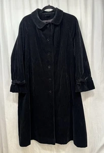 Spolverino cappotto balena largo velluto a coste Ethel Pear for One Up vintage nero donna piccolo - Foto 1 di 24