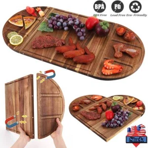 Magnetic Heavy Duty Acacia Wooden Cheese Board Gift Charcuterie Serving Tray USA - Picture 1 of 11