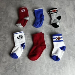 Set of 6 Children's Socks Kids Socks SZ 2-5Y Growing Assorted Sports & Colors - Picture 1 of 1