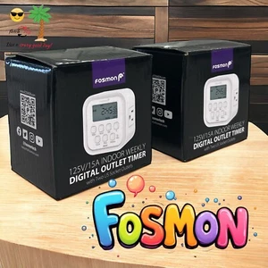 2-Fosman Digital Outlet Timers w/Two US Socket Outlets Each Brand New Never Used - Afbeelding 1 van 9