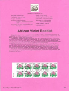 #9327 29c African Violet Stamp #2486 USPS Souvenir Page - Picture 1 of 1