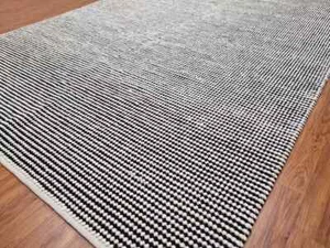 Handmade Wool Rug, Square Rug, Custom Size Rug, Large Area Rug, Black White Rug, - Picture 1 of 7