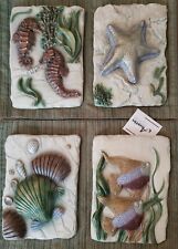 Austin Sculpture Bas-Relief Fish & Shellfish Lot of 4 Durastone ARTIST SIGNED