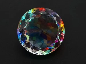 82.95 Ct Lab-Created EGL Certified Mystic Aura Quartz Round Cut Loose Gemstone - Picture 1 of 6